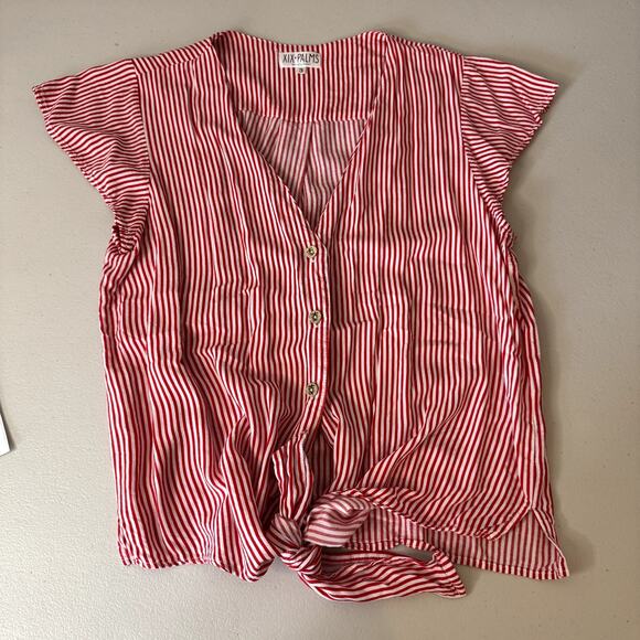 XIX Palms Hawaiian Red & White Striped Set Pants Shirt Women's Size Medium - Picture 4 of 7